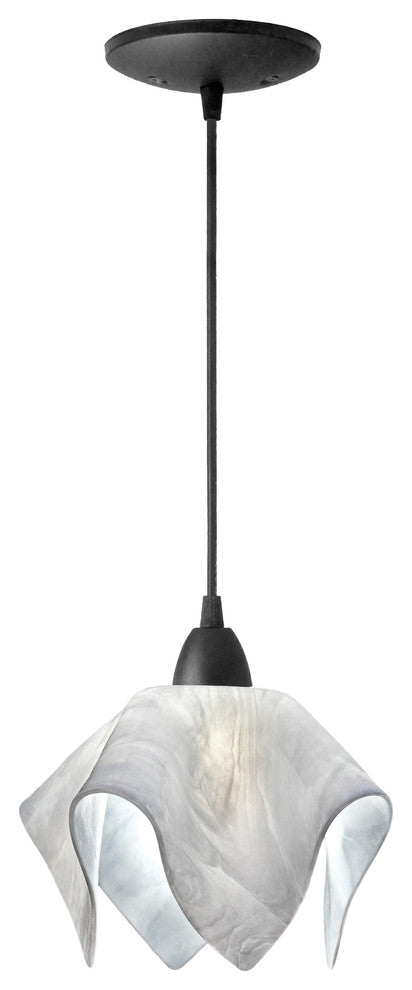 Small Jezebel Signature Flame Pendant, Lotus, Matte Black Base