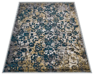 Machine Woven Heatset Polypropylene Area Rug Abstract Silver Blue, [Rectangle] 5'x8'