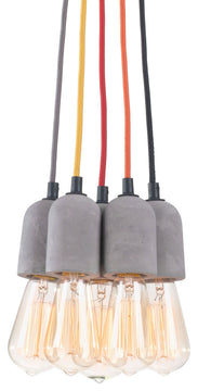HomeRoots 8.7" x 8.7" x 42.5" Concrete Gray, Concrete, Metal, Ceiling Lamp