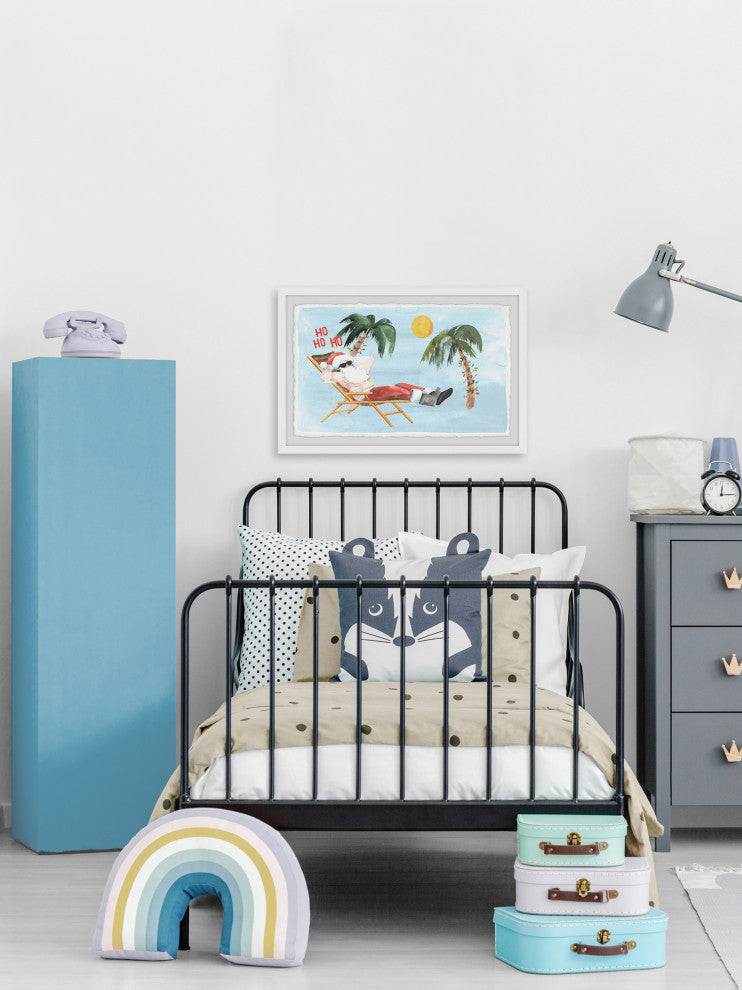 "Santa Goes on Vacation" Framed Painting Print, 12x8