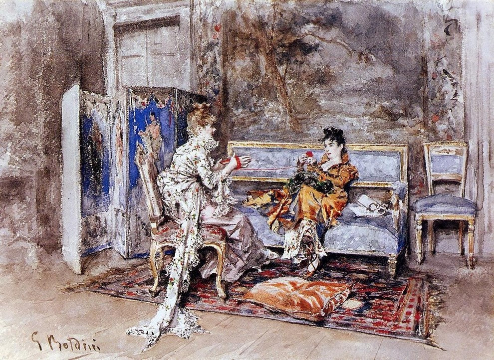Giovanni Boldini The Conversation, 21"x28" Wall Decal