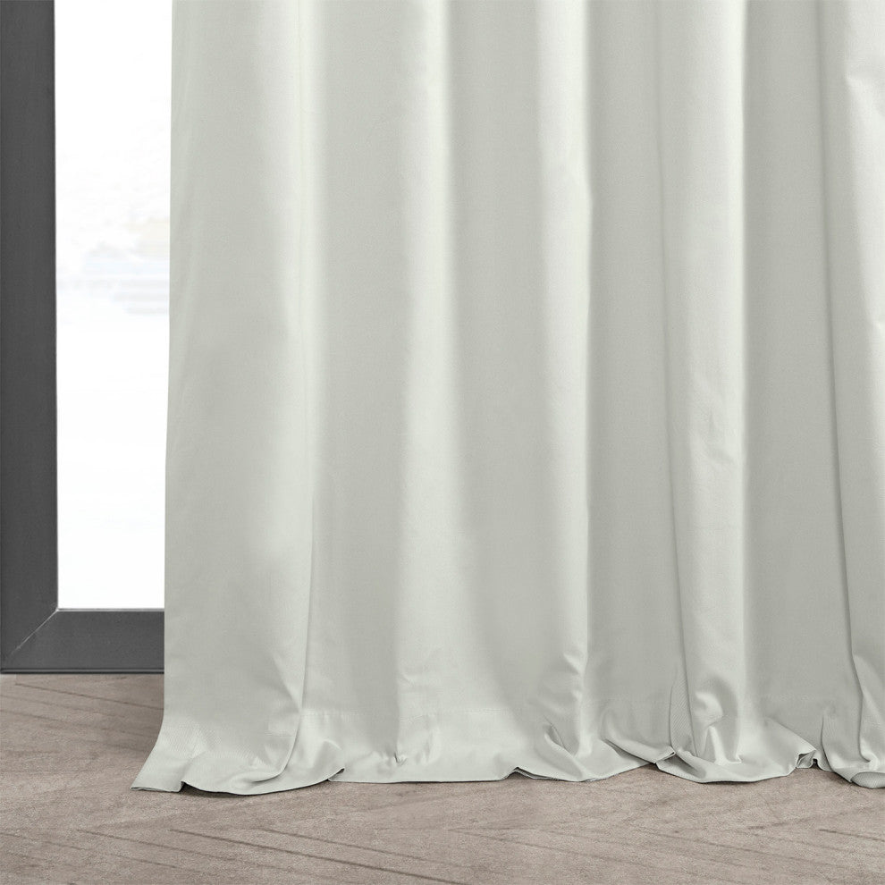 Solid Cotton Blackout Curtain Single Panel, Warm Off-White, 50"x96"