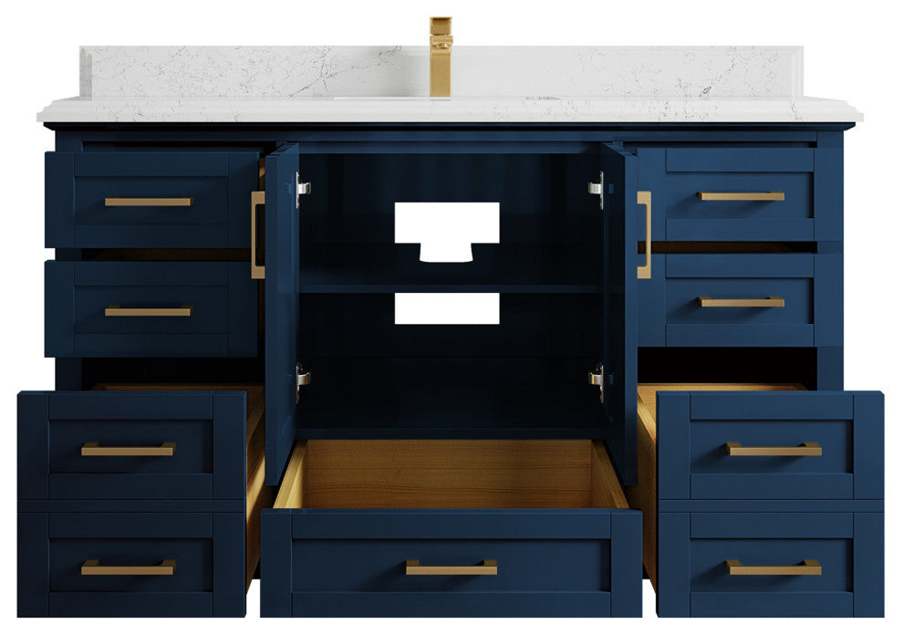 Boston 60 Single Bathroom Vanity in Navy Blue 1.5" Empira Quartz