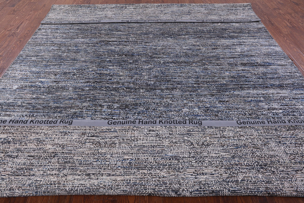 Wool and Silk Modern Handmade Rug 9' 0" X 11' 11" Q8590