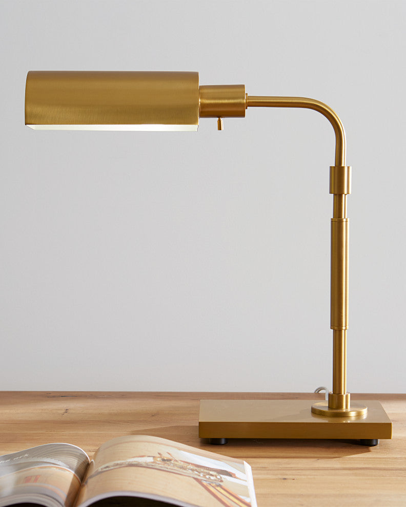 Kenyon Task Table Lamp, Burnished Brass