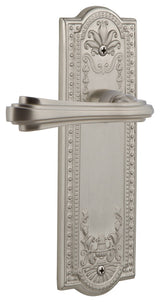 Meadows Plate With Fleur Lever, Satin Nickel, Left-Handed