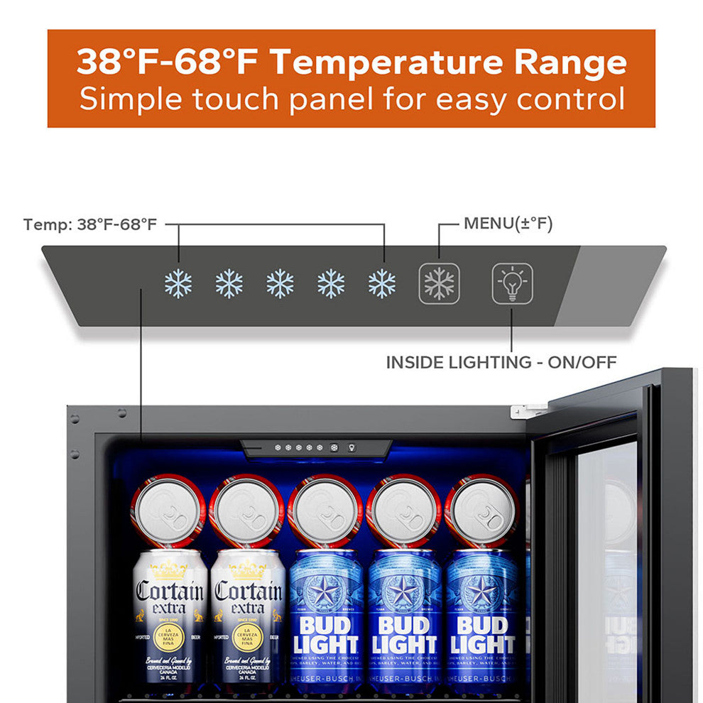 Ca''Lefort 65-Can Beverage Cooler with Glass Door, Freestanding/Countertop Fridge