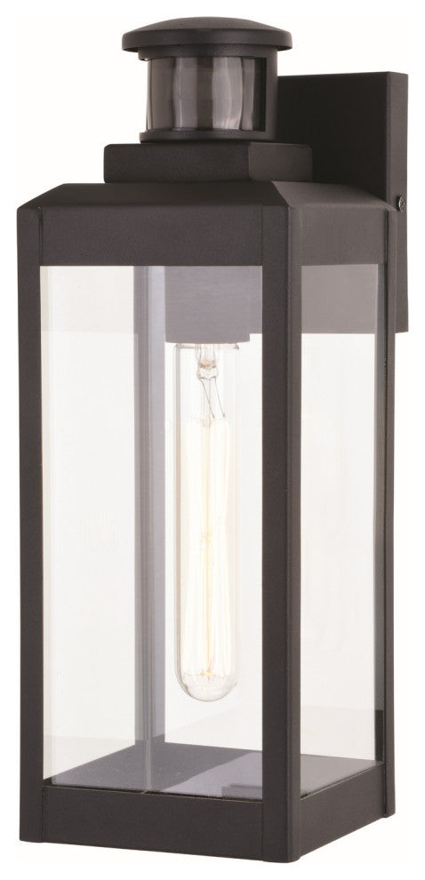 Kinzie 1-Light Outdoor Motion Sensor Wall Mount, Textured Black