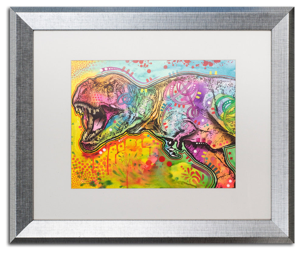 Dean Russo 'T Rex 2' Art, Silver Frame, White Mat, 20x16