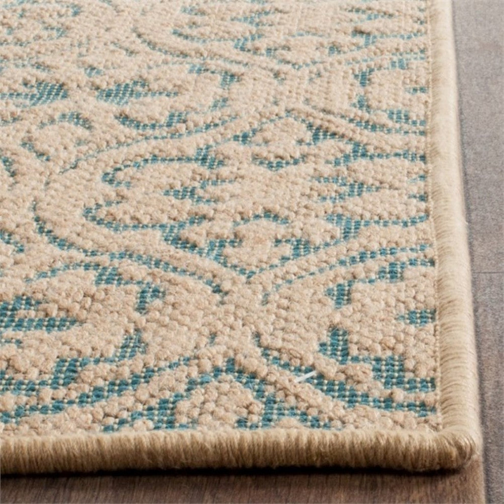 Safavieh Palm Beach 9' X 12' Hand Woven Rug in Natural and Turquoise