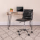 Low Back Designer Armless Ribbed Swivel Task Office Chair, Black