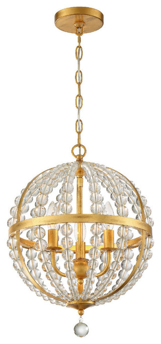 Crystorama ROX-A9003-GA, 3-Light Chandelier, Antique Gold