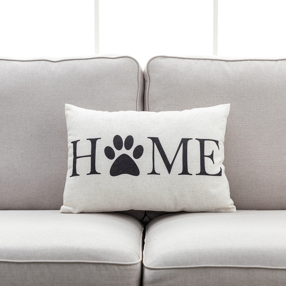 Home and Dog Throw Pillow, Set of 2, Home With Paw Print