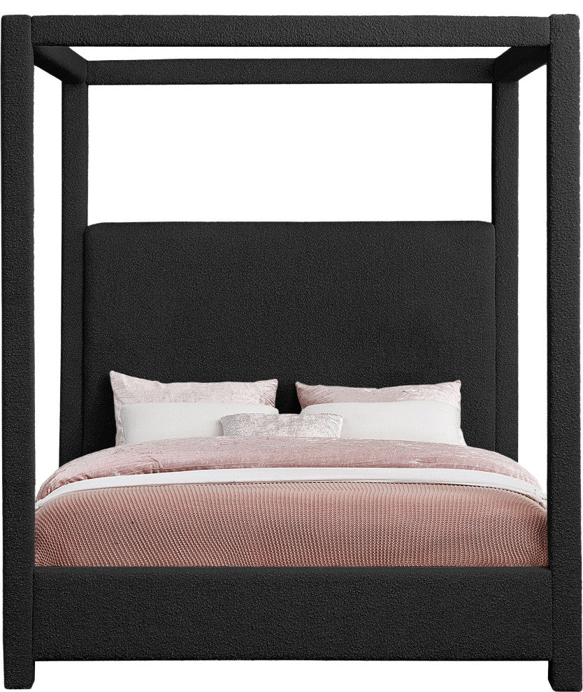 Eden Boucle Fabric Upholstered Bed, Black, King