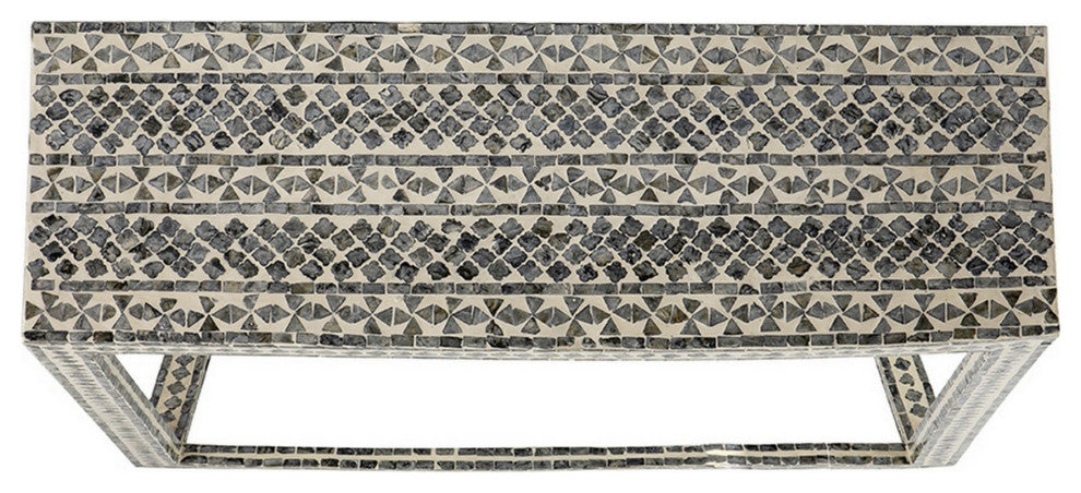 Benzara BM285102 36" Console Table, Capiz Shell Inlay, Rectangular, Gray