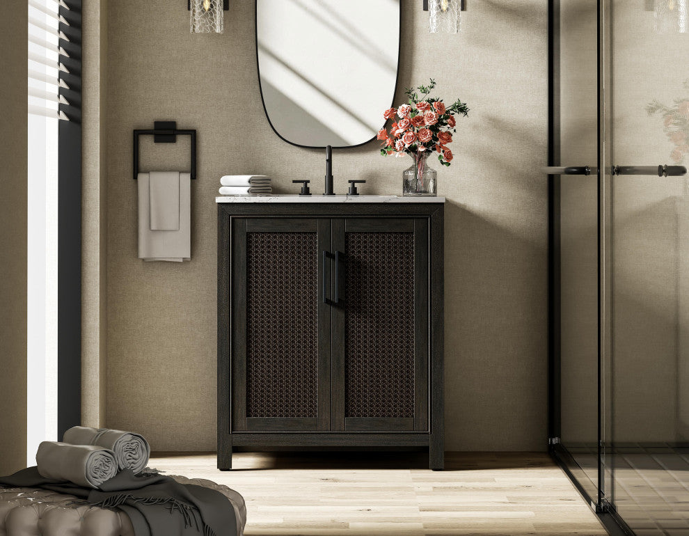 Home Living 30" Single Bathroom Vanity, Chocolate Oak