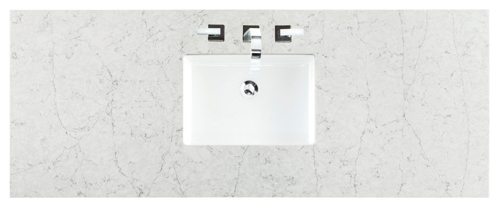 Bristol 60" Single Vanity Bright White, Eternal Jasmine Pearl Quartz