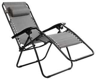 Adjustable Folding Mesh Zero Gravity Reclining Lounge Chair, Set of 2, Gray