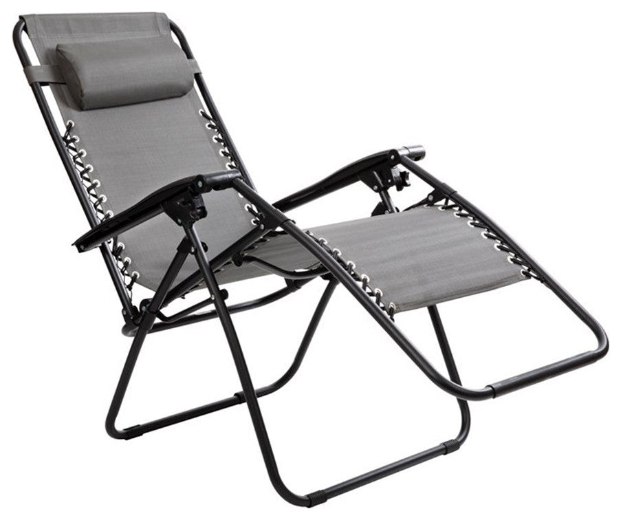 Adjustable Folding Mesh Zero Gravity Reclining Lounge Chair, Set of 2, Gray