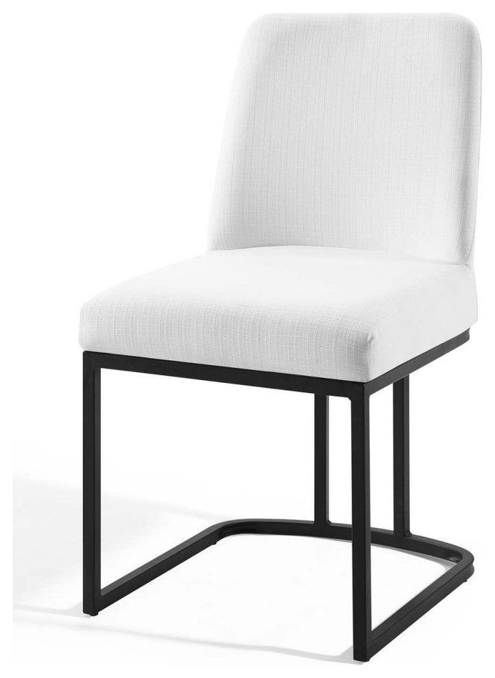 Side Dining Chair, Fabric, Metal, Black White, Modern, Cafe Bistro Restaurant