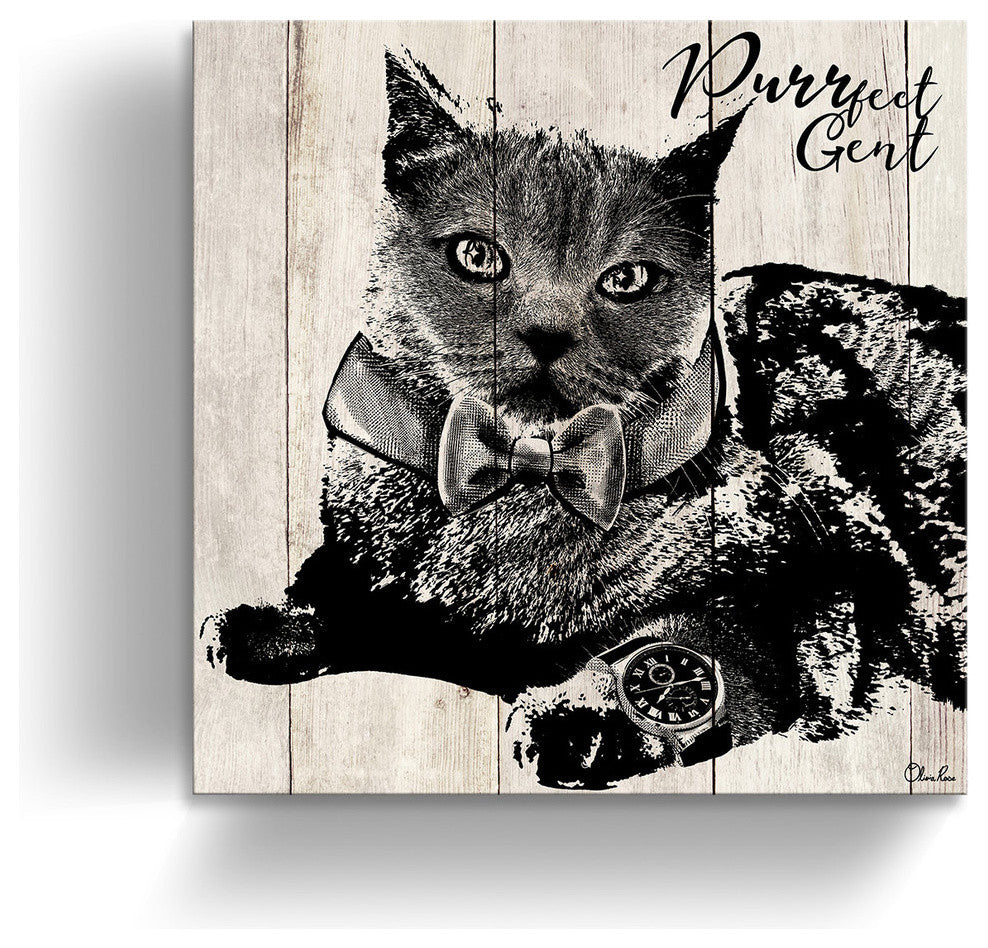 Ready2HangArt 'Purrfect Gent' Wrapped Canvas Cat Wall Art, 30"x30"