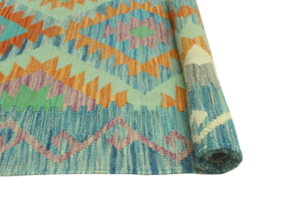 Sangat Kilim Theadore Rust/Light Green Rug, 4'2x5'7