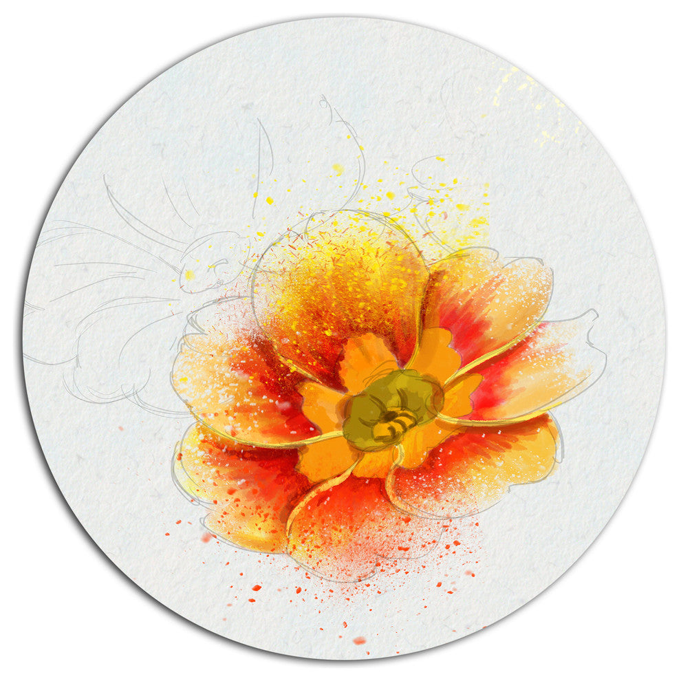 Beautiful Yellow Watercolor Flower, Floral Disc Metal Wall Art, 23"