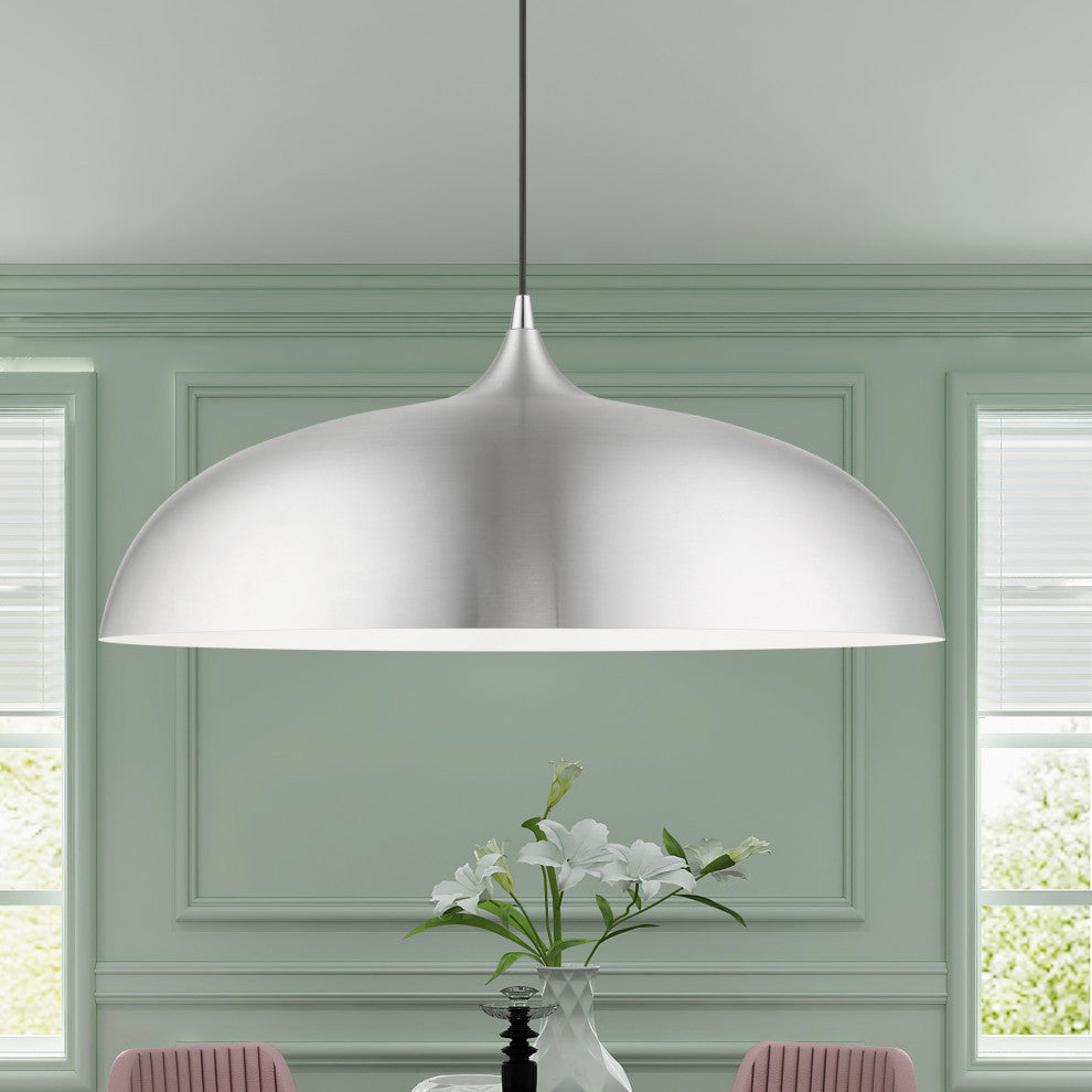 Amador 3 Light Brushed Aluminum With Polished Chrome Accents Large Pendant