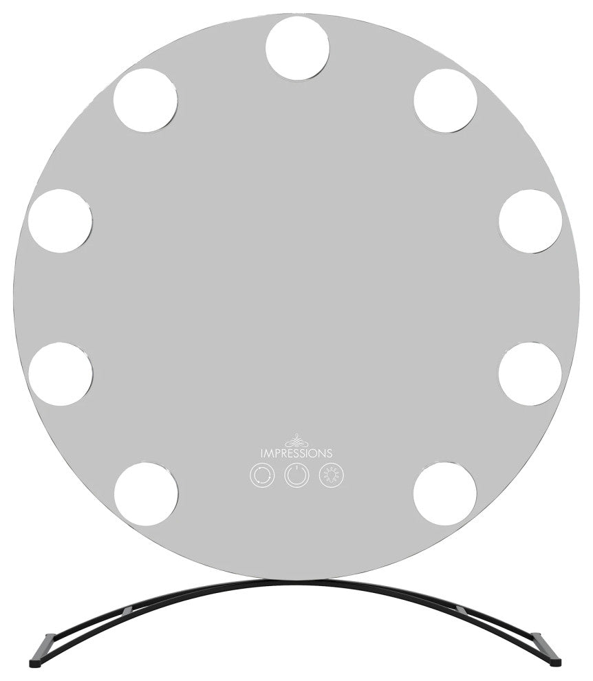 Hollywood Round Tri tone LED Makeup Mirror, Black