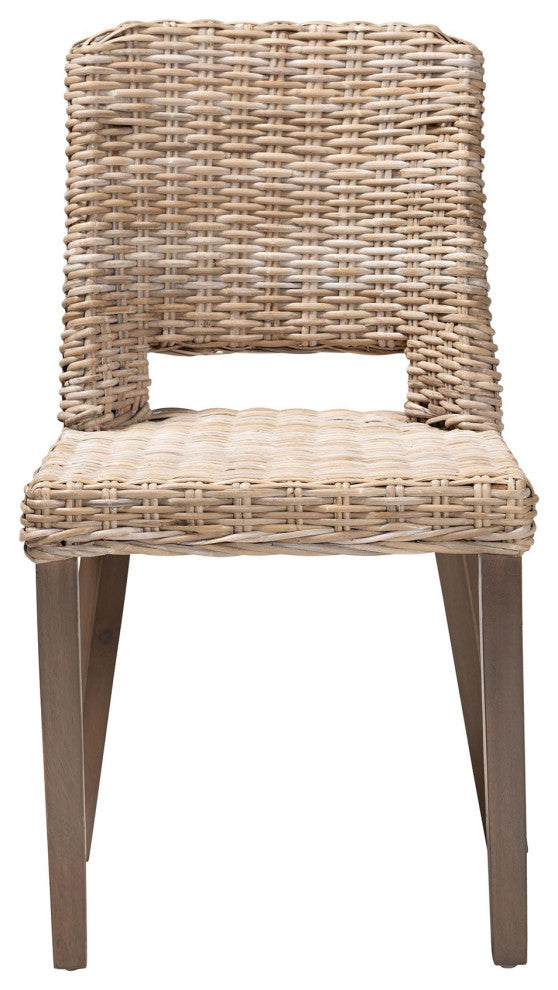 Denisse Modern Rattan and Wood Dining Chair