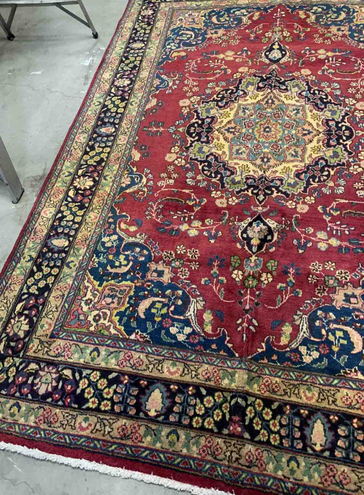 Handmade Vintage Persian Mashad Rug, 6.5'x9.9', 198cmx302cm 1950s