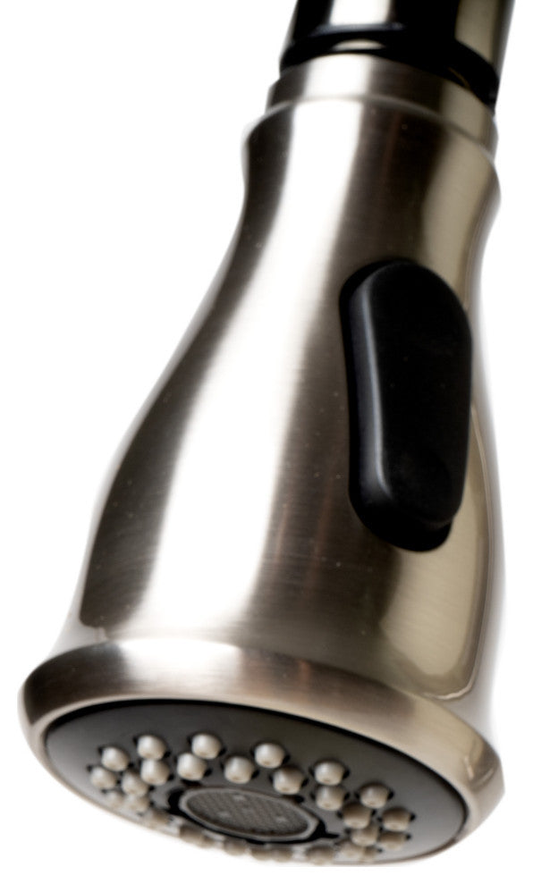 Brushed Nickel Traditional Gooseneck Pull Down Kitchen Faucet