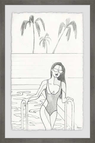 "Dip in the Pool" Framed Painting Print, 16"x24"