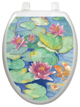 Lily Pads Toilet Tattoos Seat Cover, Vinyl Lid Decal, Bathroom Lid DÃ©cor, Elongated