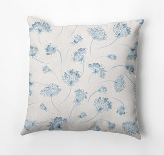 Wishing Flowers Pillow, Blue, 20"x20"