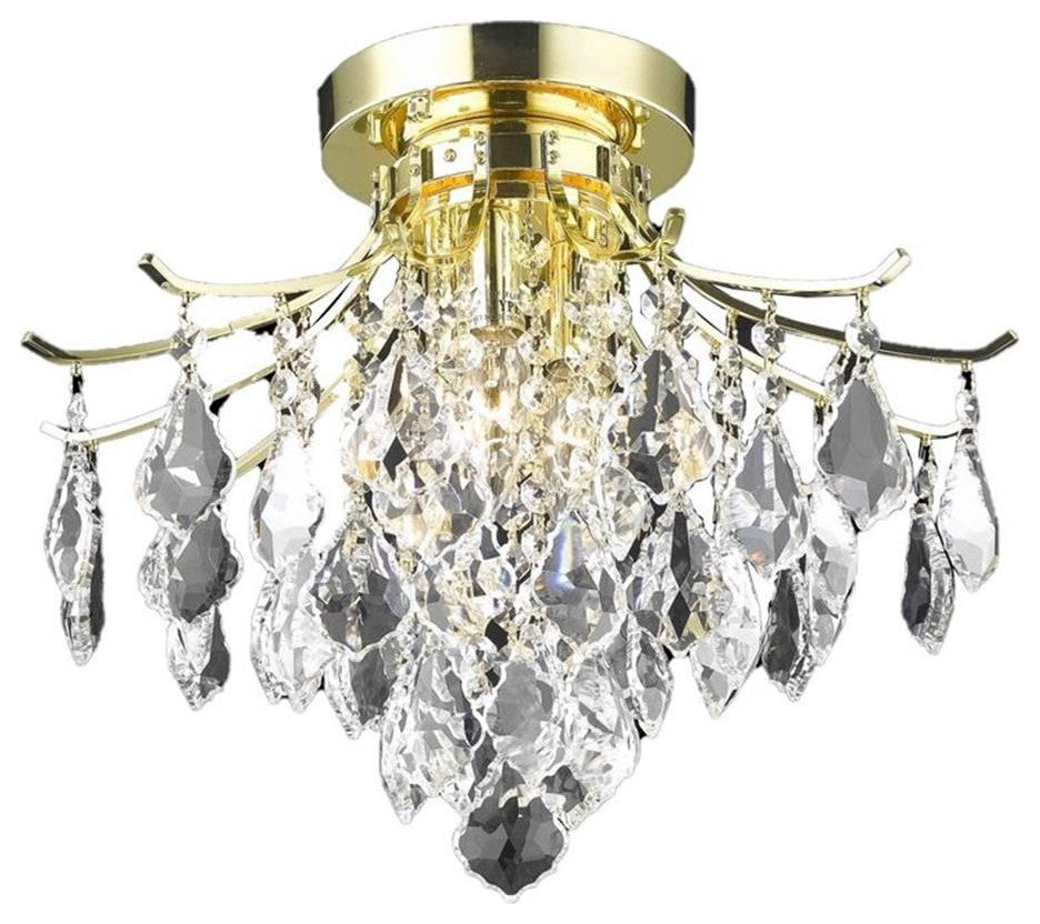 Living District Amelia 3-Light Transitional Metal Flush Mount - Gold Finish