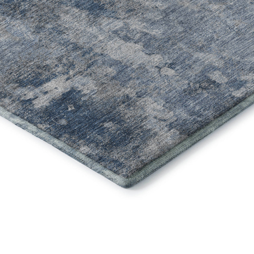 Premium Machine Washable Mayfield AMF573 Blue 2'3" x 7'6" Runner Rug