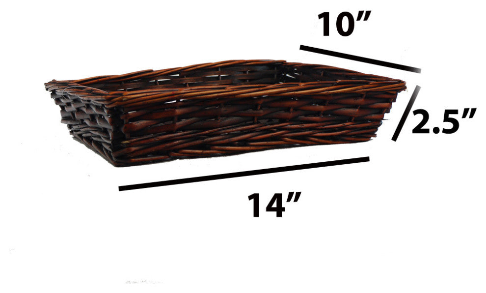14" Natural Willow Medium Stain Rectangle Tray