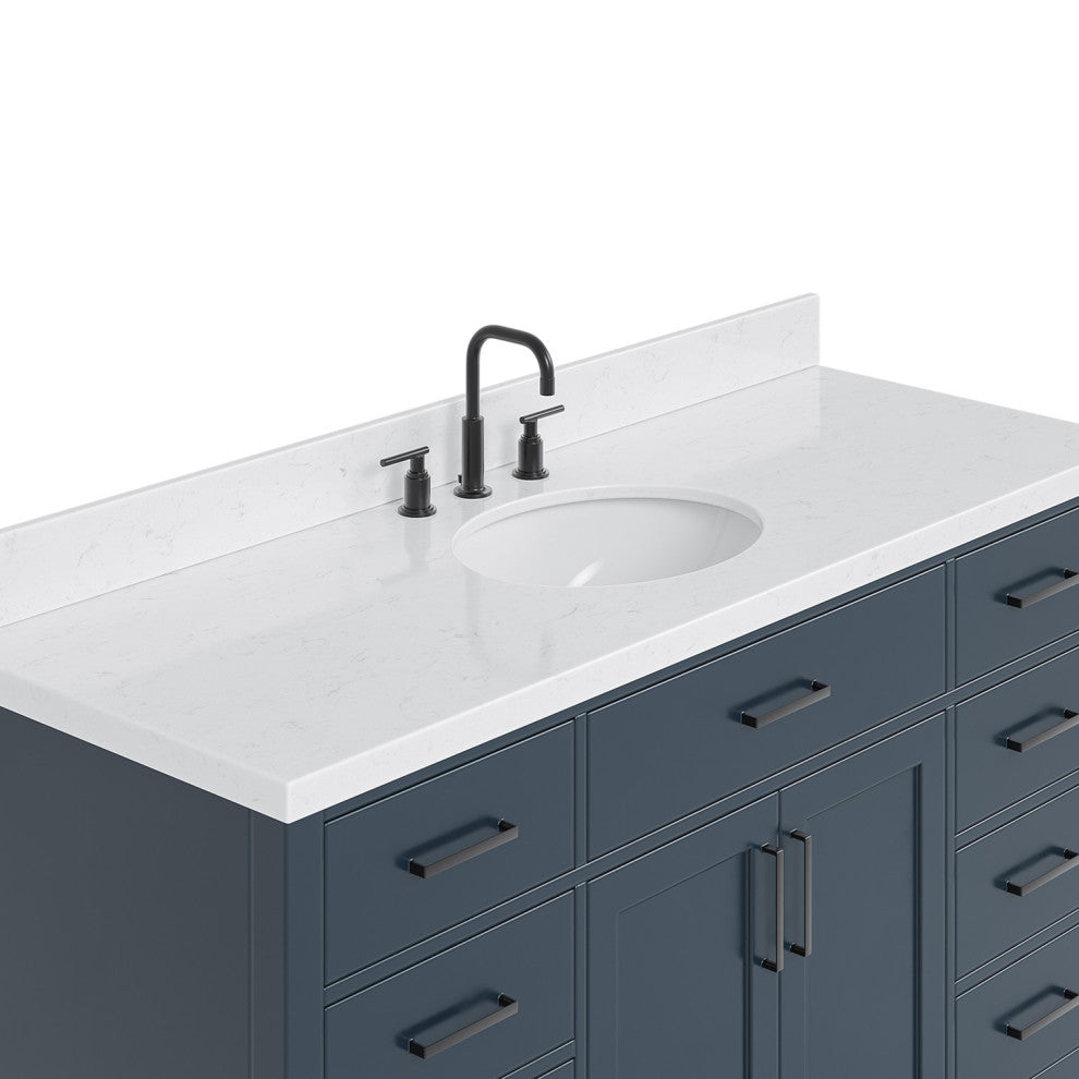 Ariel Hepburn 60"  Single Oval Sink Vanity, Carrara Quartz