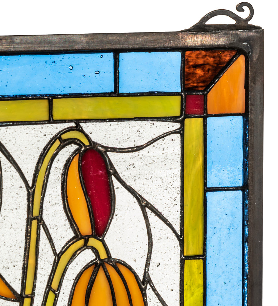 Meyda lighting 32660 16" Wide X 24" High Trumpet Lily Stained Glass Window