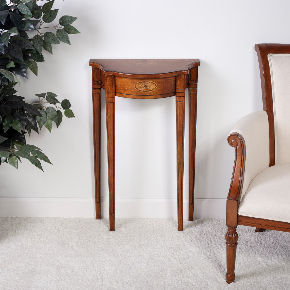 Chester Demilune Console Table, Olive Ash