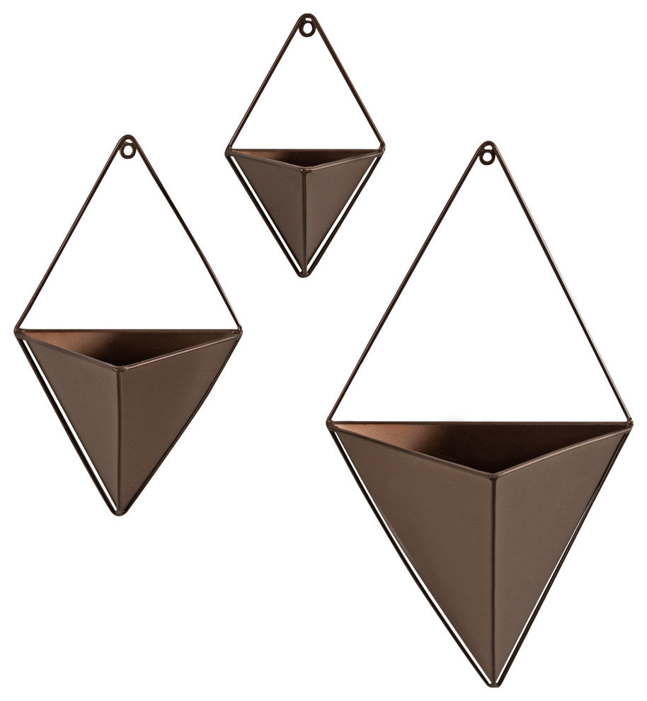 Tulla Geometric Hanging Wall Planter, Bronze 3 Piece