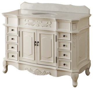 42" Antique-Style White Morton Bathroom Sink Vanity and Mirror Set