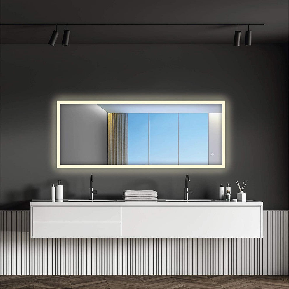 Aluminum Mirror, LED Anti-Fog, Warm/Cool Light Feature, 60x30, Rectangular