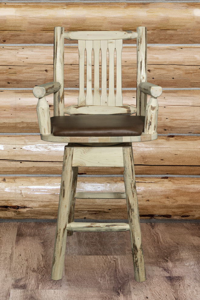 Captain's Barstool, Back and Swivel, Ready to Finish, Saddle Pattern