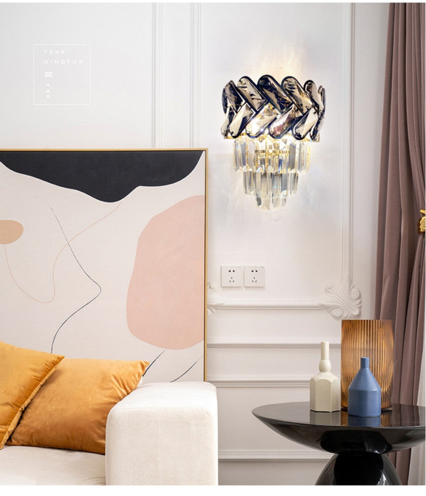 Luxury crystal wall light fixture for bedroom