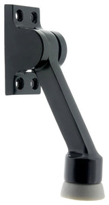 Genuine Solid Brass Square Kickdown Stop/Holder: 4-1/2" Projection, Matte Black