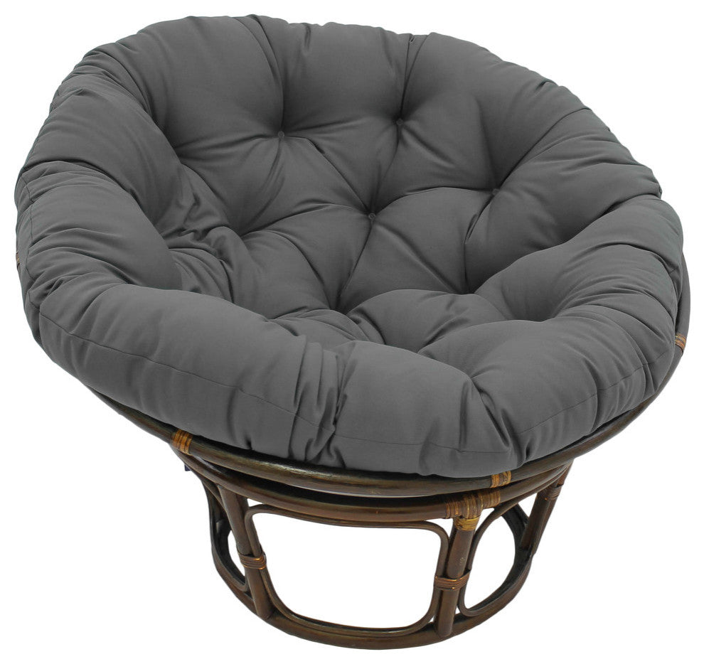 44" Solid Twill Papasan Cushion, Fits 42" Papasan Frame, Steel Gray