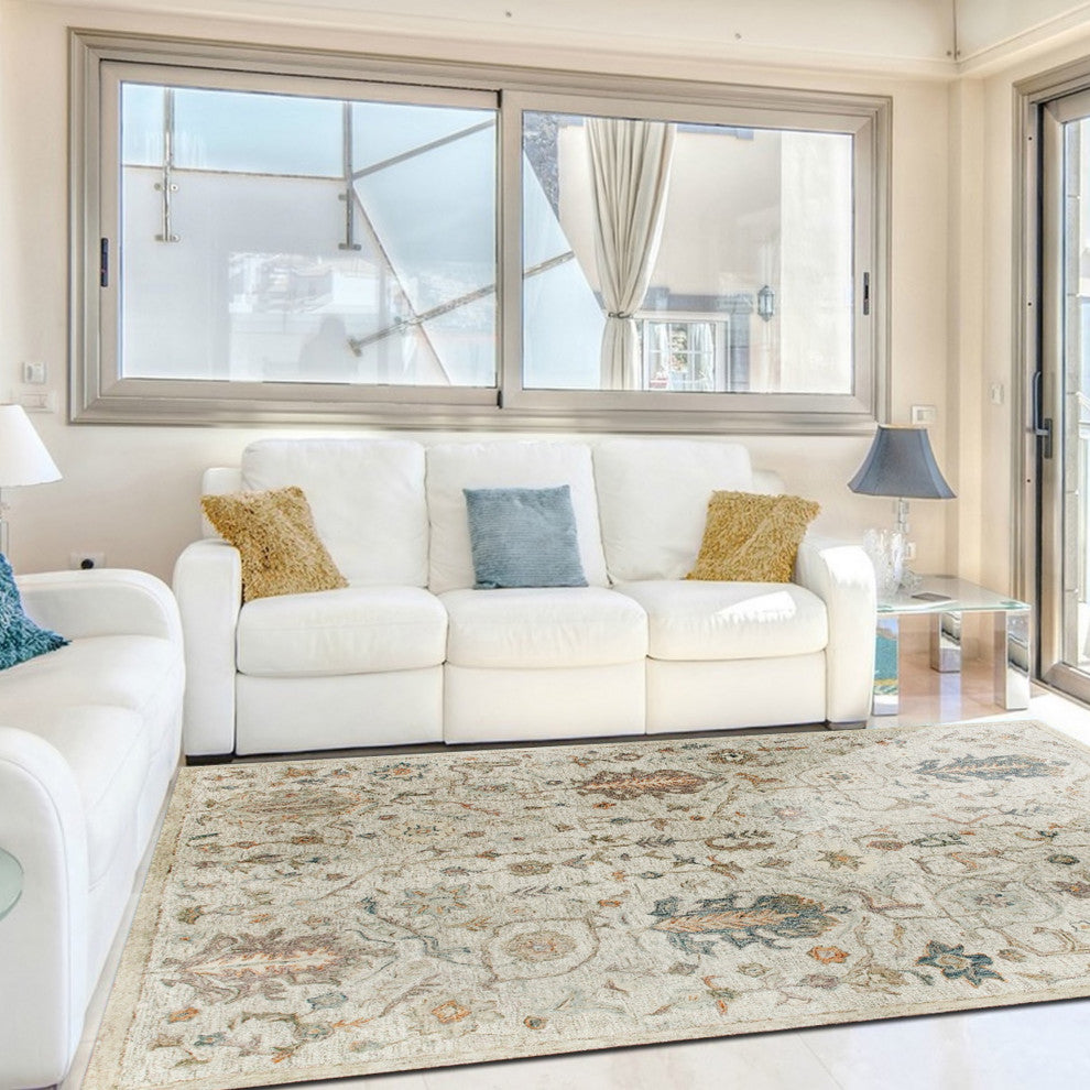 Ox Bay Vin Ira Ivory Abstract Hand-Tufted Area Rug, 9' X 12'