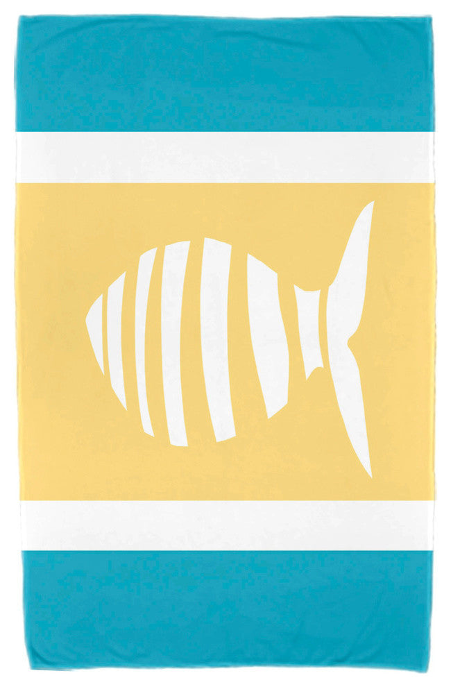 30"x60" Puzzle Fish, Animal Print Beach Towel, Turquoise